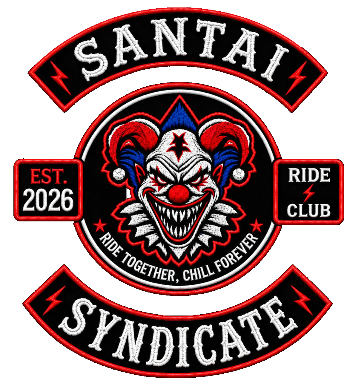 Santai Syndicate embroidered ride club badge
